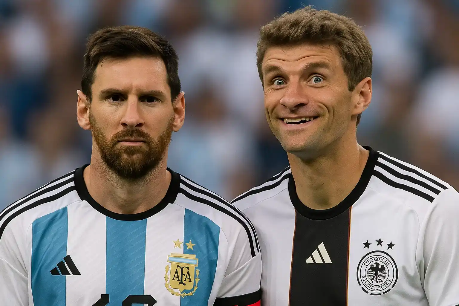 Messi nghiêm túc, Muller lại biến thành “cây hài”